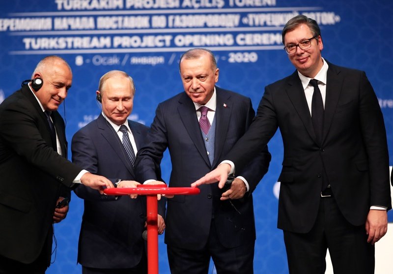Путин, Ердоган, Борисов и Вучич отвориха кранчето на "Турски поток"