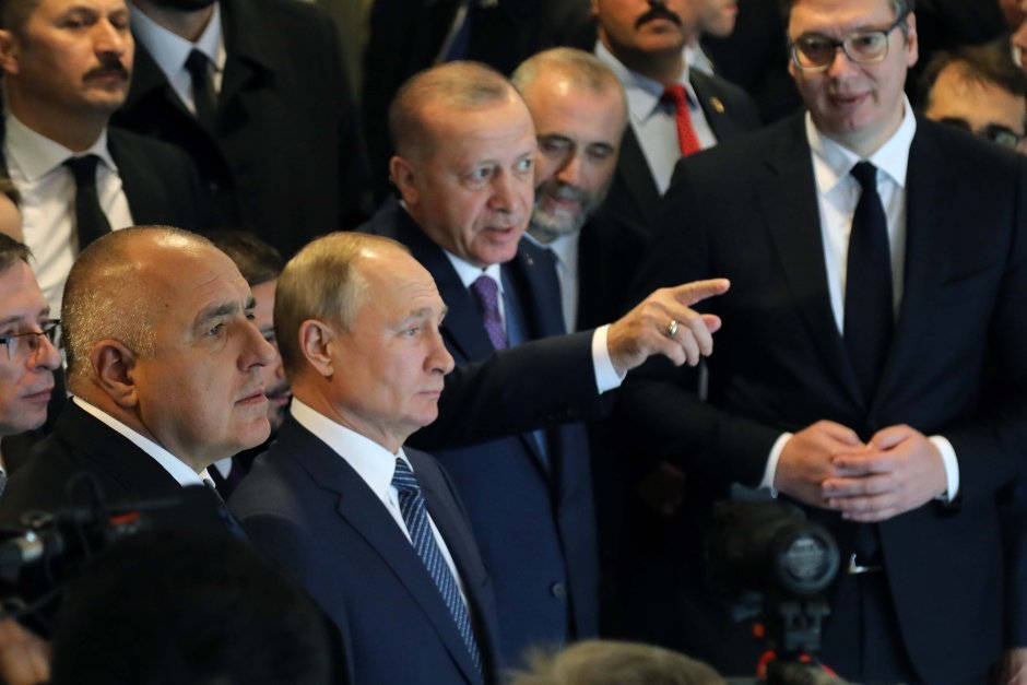 Борисов разговаря с Путин, Ердоган и Вучич в Инстанбул при пуска на "Турсик поток", сн. МС