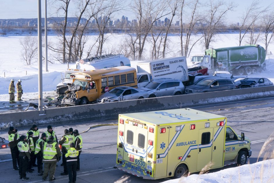 Жертви и ранени при верижен сблъсък на 200 коли в Канада