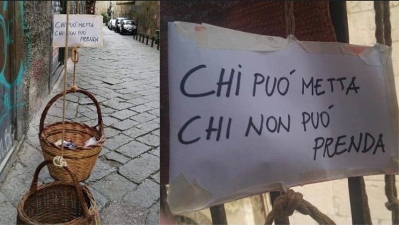 В Неапол използват "кошници за солидарност" за борба с недоимъка в кризата