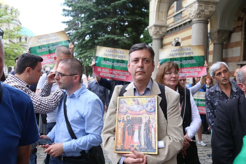 Горан Благоевн по време на протест срещу дейността на Светия Синод, архивна снимка БГНЕС