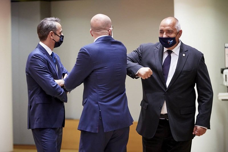 Премиерът Бойко Борисов в Брюксел заедно с гръцкия си колега Мицотакис и с председателя на Европейския съвет Шарл Мишел, сн. БГНЕС