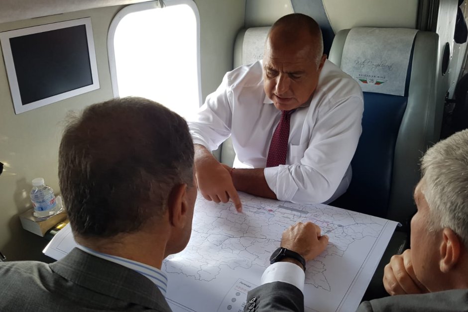 PM Boyko Borissov during the 'inspection' of Balkan Stream progress