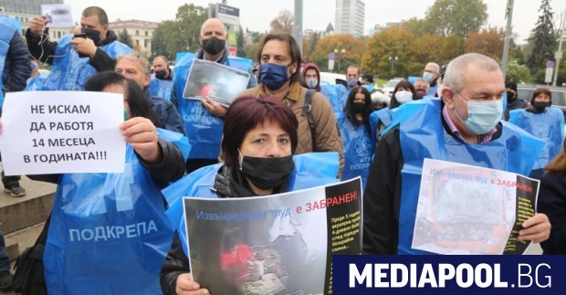 Представители на КТ Подкрепа протестираха в сряда сутринта пред парламента