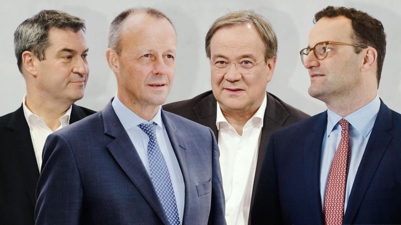 Маркус Зьодер (ляво), Фридрих Мерц, Армин Лашет и Йенс Шпан