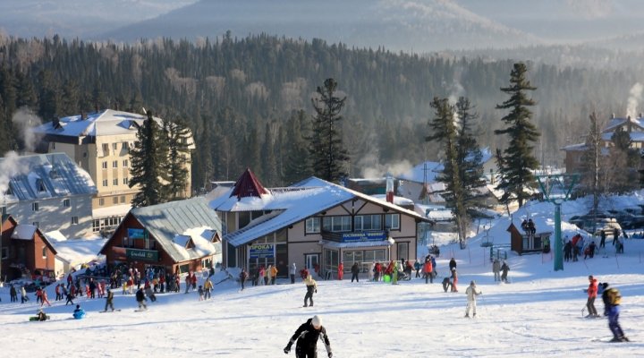 Ски курортът Шерегеш, в Кемеровска област