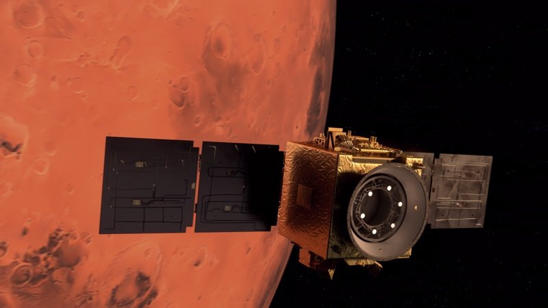 Снимка на сондата "Надежда", разпространена от Космическата агенция на ОАЕ.