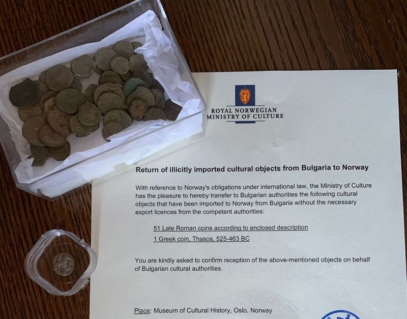 Норвегия върна на България нелегално изнесени древни монети