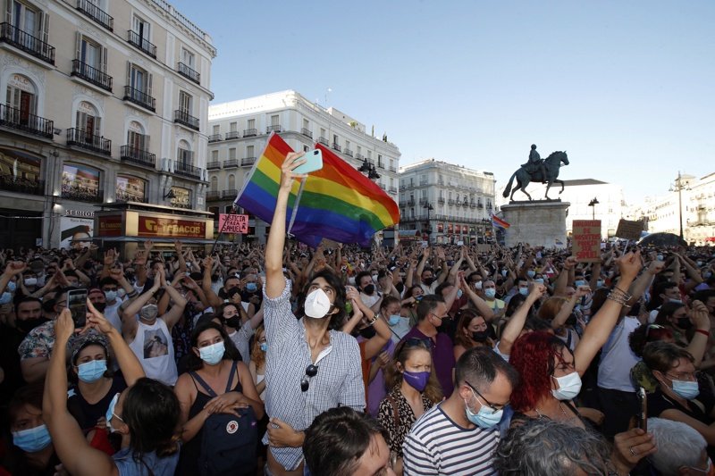Протестът на централния площад в Мадрид, сн. ЕПА/БГНЕС