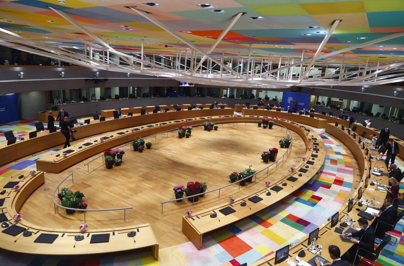 Залата, в която в Брюксел заседават европейските лидери, сн. ЕПА/БГНЕС