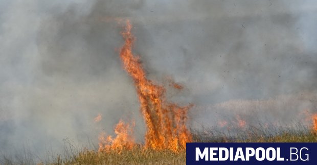 Голям пожар пламна малко преди 16 ч в неделя западно