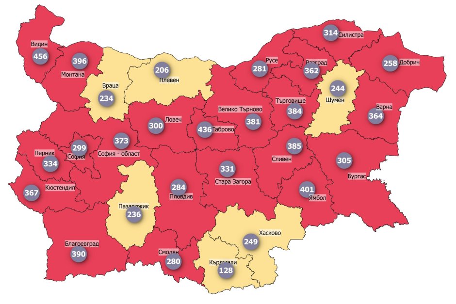 Почти цялата страна е в червената Covid-зона
