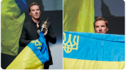 Кинозвездата Бенедикт Къмбърбач развя украинския флаг на фестивала в Санта Барбара