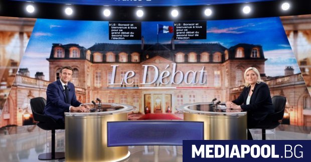 Френският президент Еманюел Макрон и крайнодесният претендент за поста му