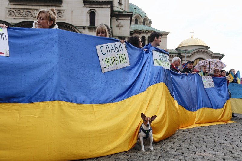 Кадър от демонстрациите в подкрепа на Украйна в София, сн. БГНЕС, архив
