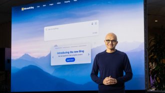 Сатя Надела, изпълнителен директор на Microsoft, при представянето на новата версия на търсачката Bing