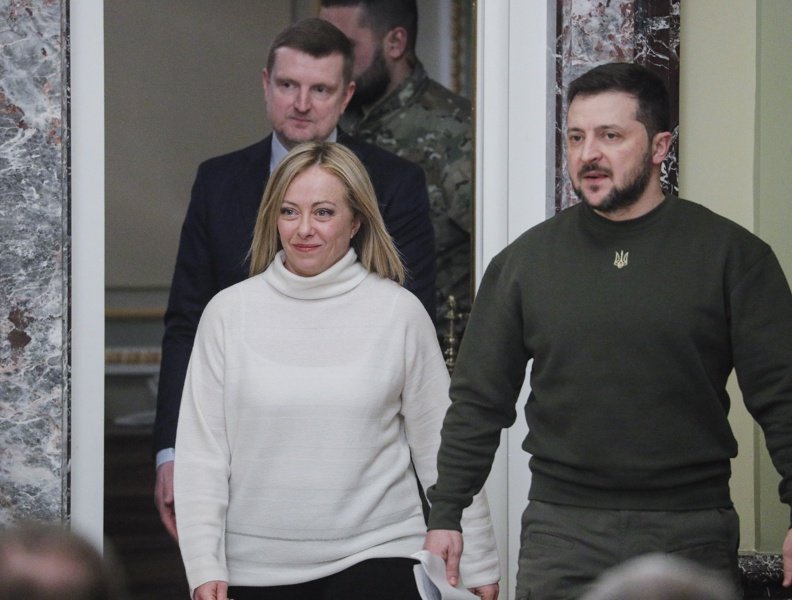 Джорджа Мелони по време на скорошното си посещение в Киев