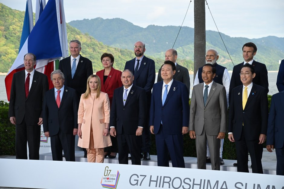 Лидерите на страните от Г-7 на срещата на върха в в японския град Хирошима, сн. ЕПА/БГНЕС