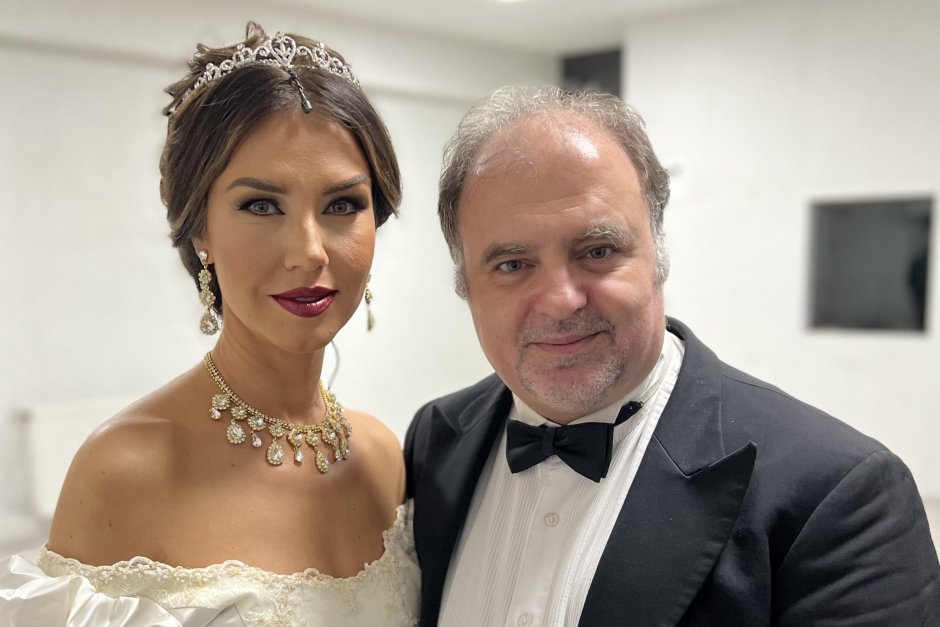 Маестро Найден Тодоров с оперната прима Беса Лугичи Сн. Софийската филхармония