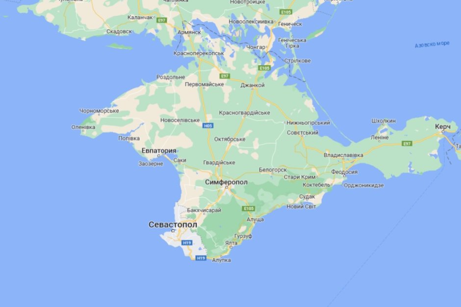 Полуостров Крим, графика Гугъл мапс
