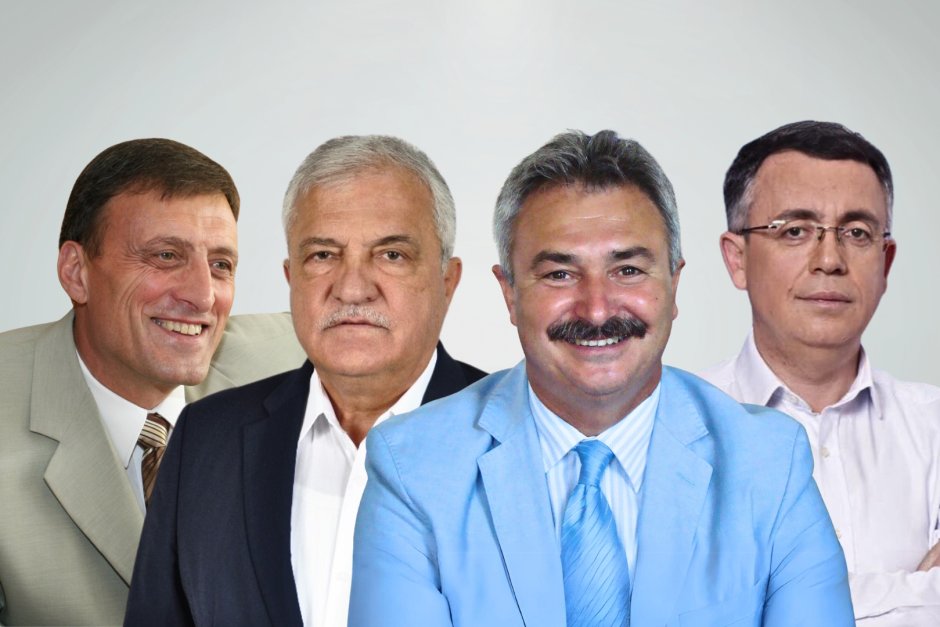 Кметове многомандатници (отляво на дясно) - Людмил Веселинов на Попово (8 мандата), Владимир Москов на Гоце Делчев (7), Златко Живков на Монтана (6), Хасан Азис на Кърджали (5). Единствено последният беше "пенсиониран" от ДПС, останалите играят за нов мандат Колаж: Mediapool