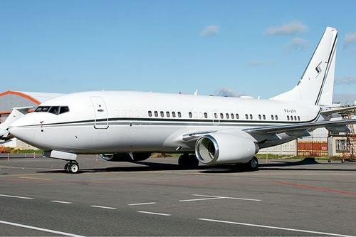Частният самолет "Боинг 737" на руския олигарх Владимир Евтушенков