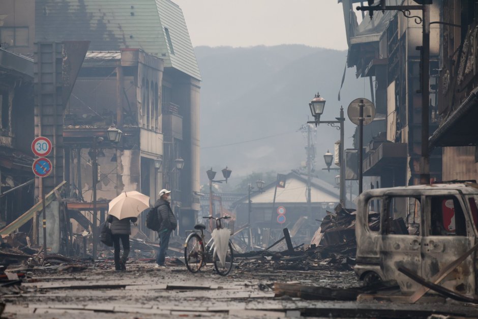 Кадър от разрушенията в град Ното, снимка ЕПА/БГНЕС