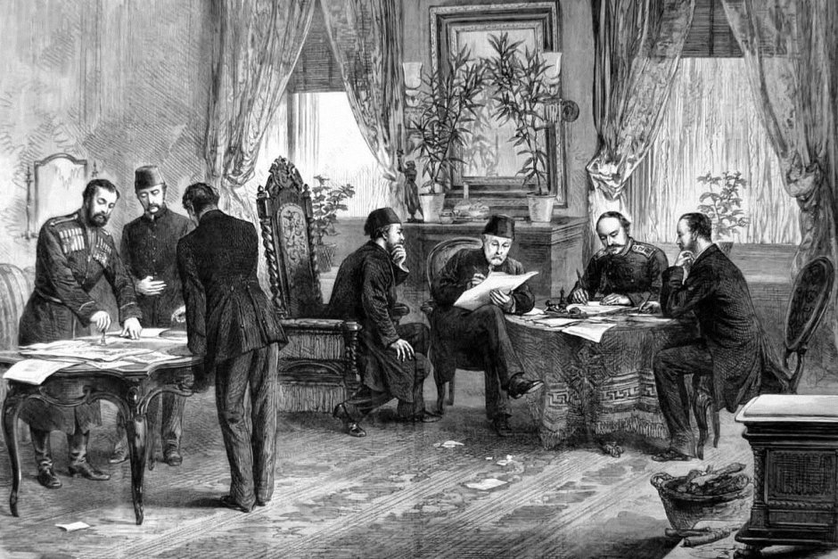 Подписването на Санстефанския мирен договор, 3 март (19 февруари ст. ст.) 1878 г. Снимка: "Изгубената България"