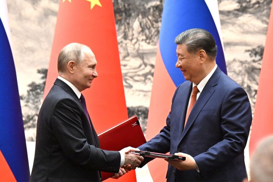 Владимир Путин и Си Цзинпин по време на днешната им среща в Пекин
