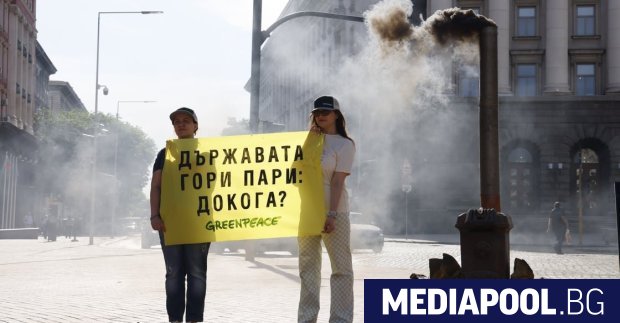 Печка за дърва запалиха активисти от Грийнпийс България пред Министерския