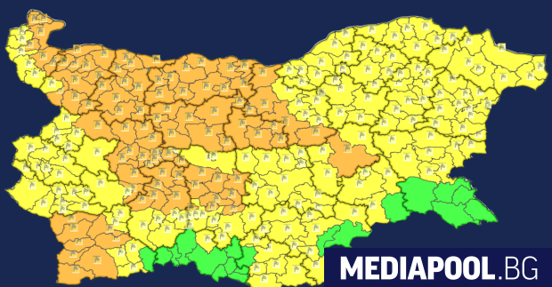 Националният институт по метеорология и хидрология НИМХ издаде предупреждение от