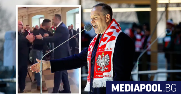 Полският президент Карол Навроцки се е ръкувал с мъж с