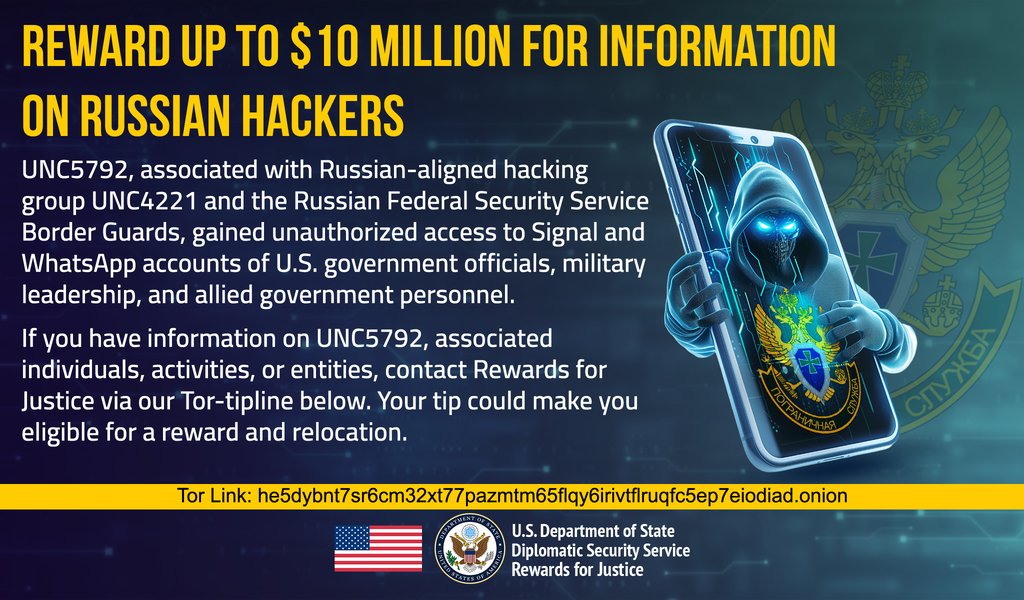САЩ обещаха до 10 млн. долара за информация за руски хакери, атакували Signal и WhatsApp