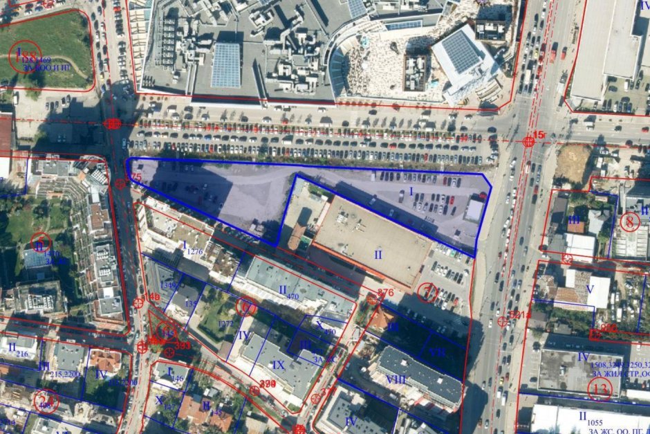 Имотът, в който може да се появи 215-метровата "Парадайс тауър". Илюстрация: Столична община